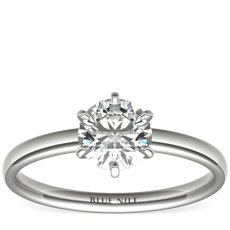 Six-Claw Low Dome Comfort Fit Solitaire Engagement Ring in Platinum (2mm)